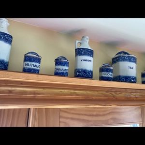 Canister set 24 piece (including covers) blue and white